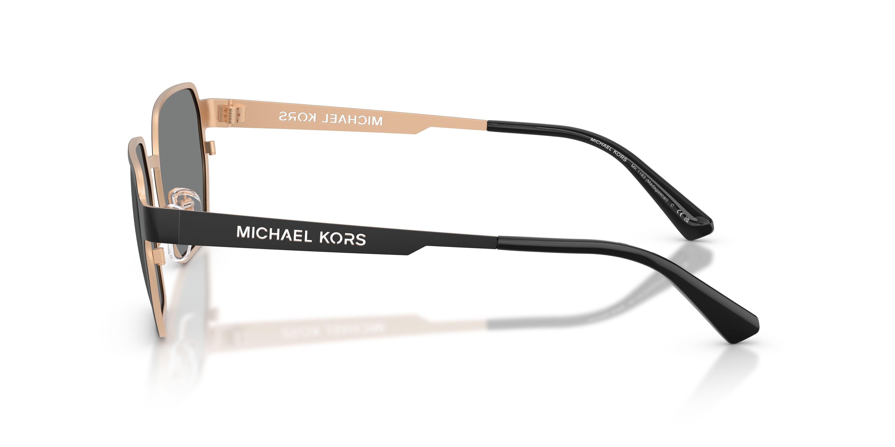 Occhiali da sole Michael Kors Madagascar MK 1183 (100587) colore nero opaco forma irregolare lenti grigio scuro