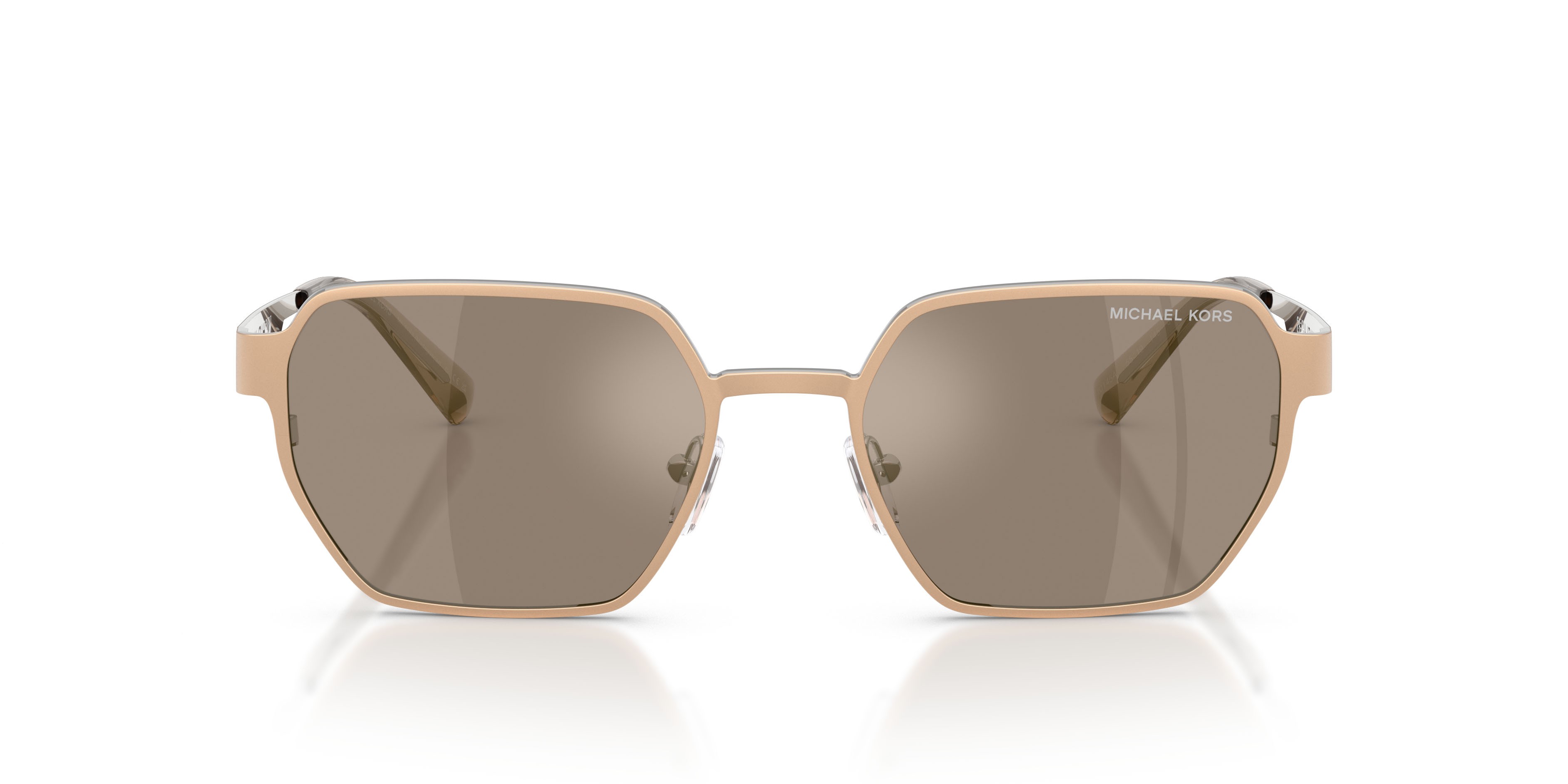 Occhiali da sole Michael Kors Madagascar MK 1183 (10145A) colore oro opaco forma irregolare lenti marrone