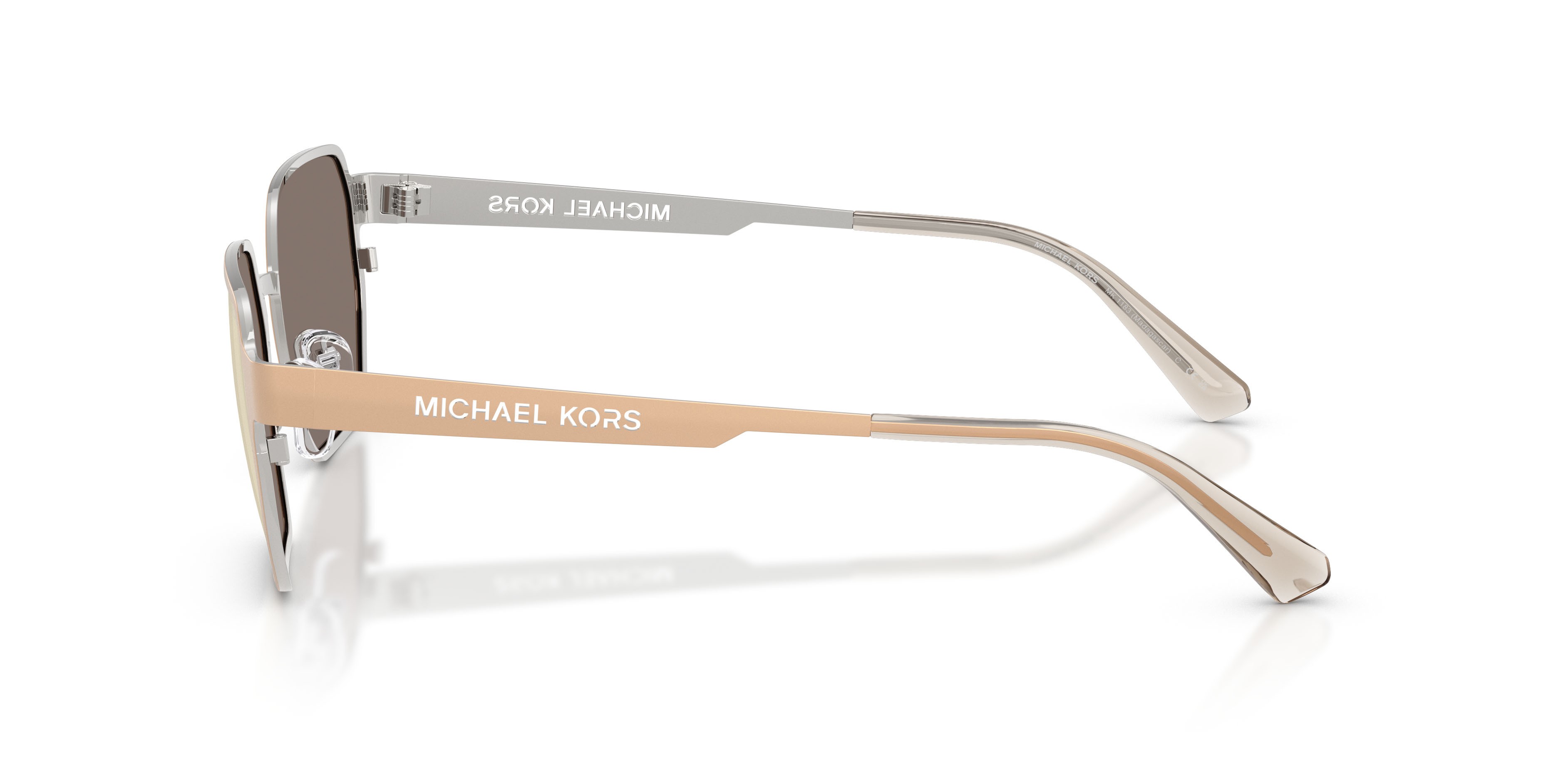 Occhiali da sole Michael Kors Madagascar MK 1183 (10145A) colore oro opaco forma irregolare lenti marrone
