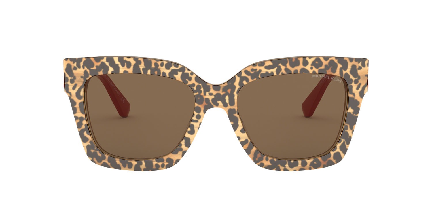 Sonnenbrillen Michael Kors Berkshires MK 2102 (399773) farbe stampa leopardo marrone form quadratisch gläser marrone tinta unita