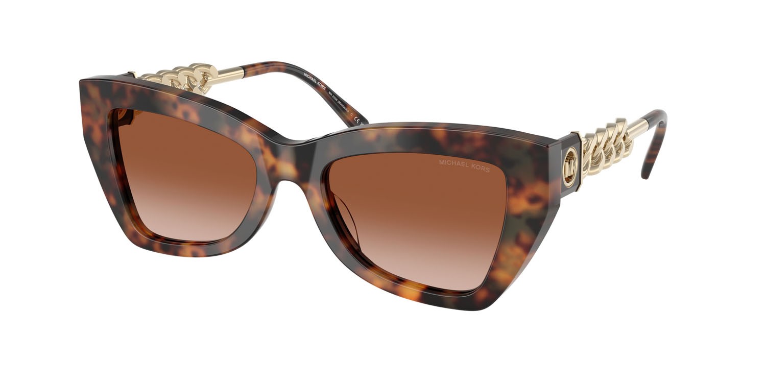 Occhiali da sole Michael Kors Montecito MK 2205 (39043B) colore jet set tortoise forma cat eye lenti marrone sfumato
