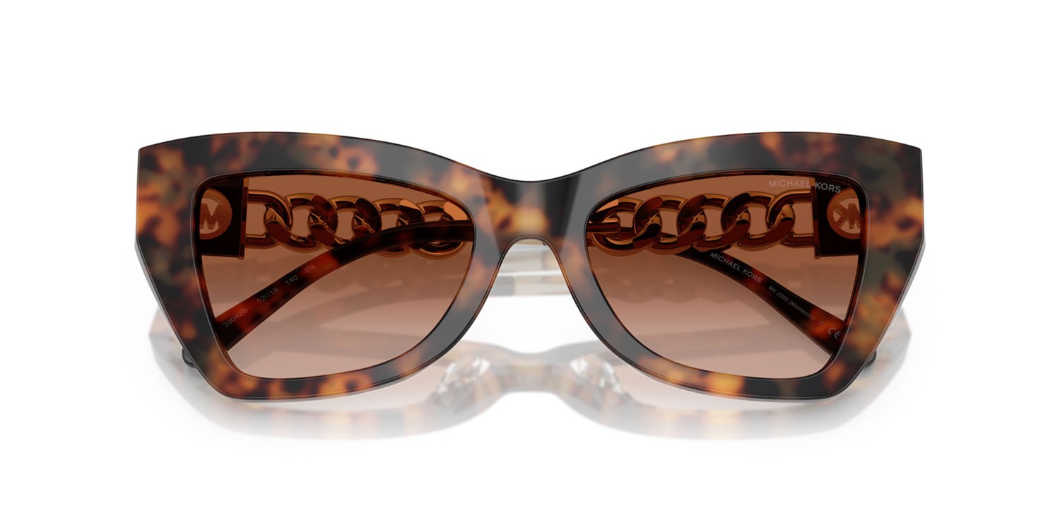 Occhiali da sole Michael Kors Montecito MK 2205 (39043B) colore jet set tortoise forma cat eye lenti marrone sfumato