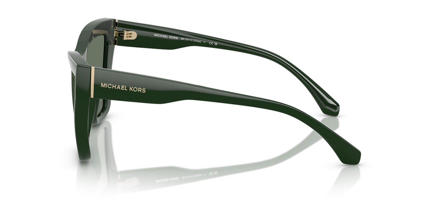 Sonnenbrillen Michael Kors Dubai MK 2211U (40063H) farbe bosco form cat-eye gläser verde tinta unita