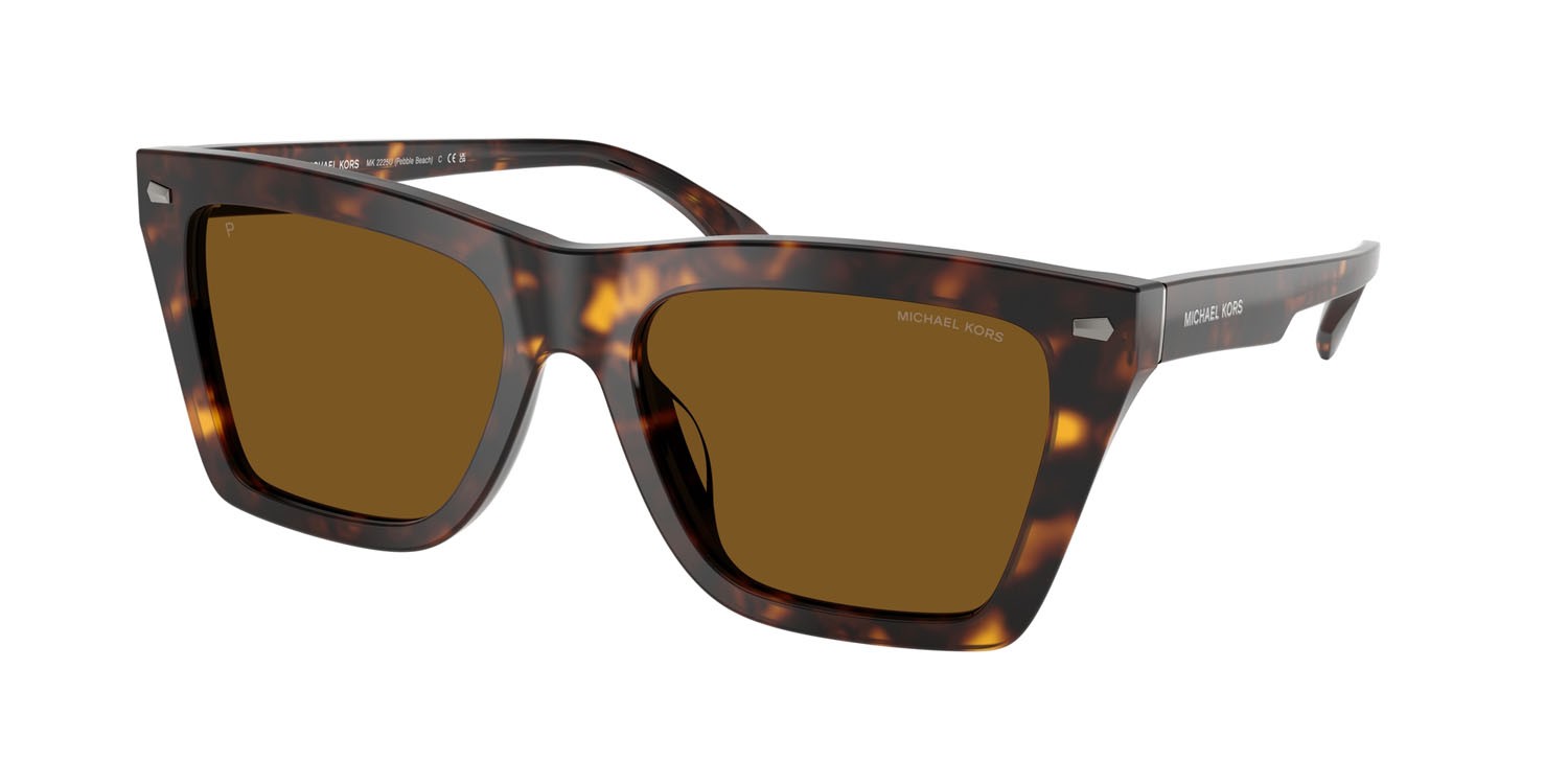 Occhiali da sole Michael Kors Pebble Beach MK 2225U (300683) colore tartarugato scuro forma quadrato lenti polarizzata marrone scuro tinta unita