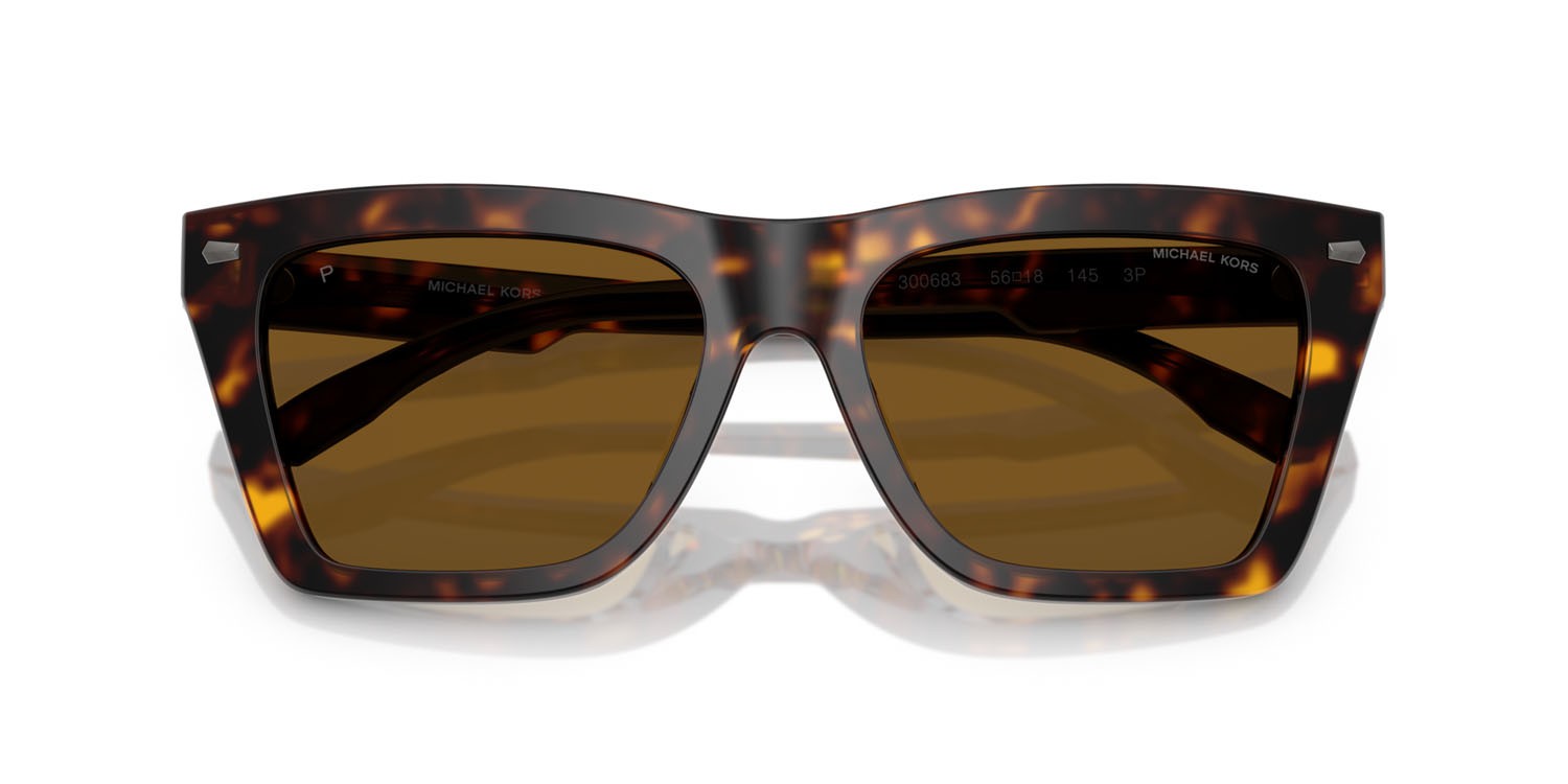 Occhiali da sole Michael Kors Pebble Beach MK 2225U (300683) colore tartarugato scuro forma quadrato lenti polarizzata marrone scuro tinta unita