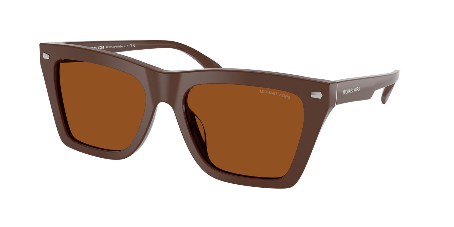 Occhiali da sole Michael Kors Pebble Beach MK 2225U (400773) colore noce moscata tinta unita forma quadrato lenti marrone tinta unita