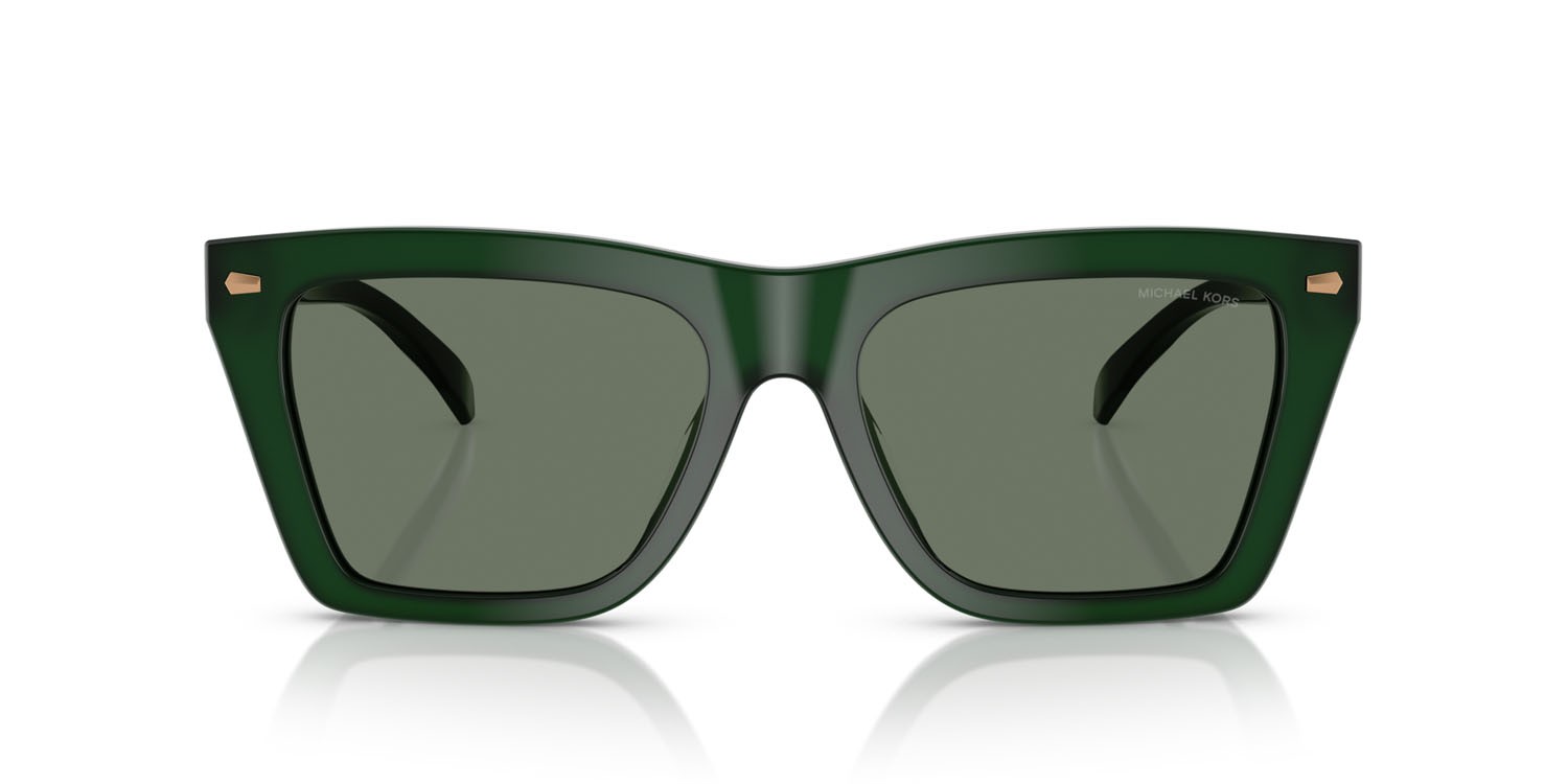 Occhiali da sole Michael Kors Pebble Beach MK 2225U (40083H) colore verde oliva tinta unita forma quadrato lenti verde tinta unita