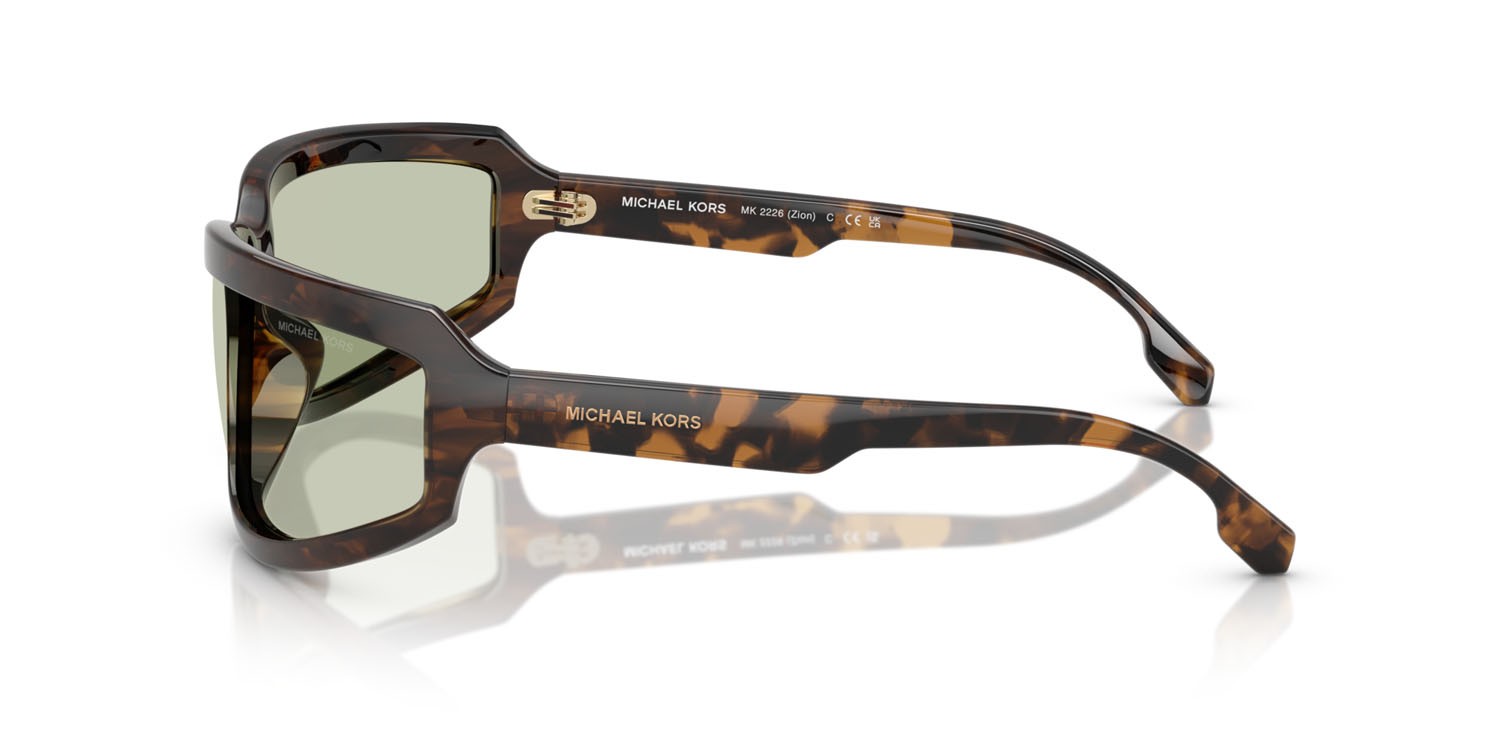 Occhiali da sole Michael Kors Zion MK 2226 (3006/2) colore tartarugato scuro forma irregolare lenti verde tinta unita