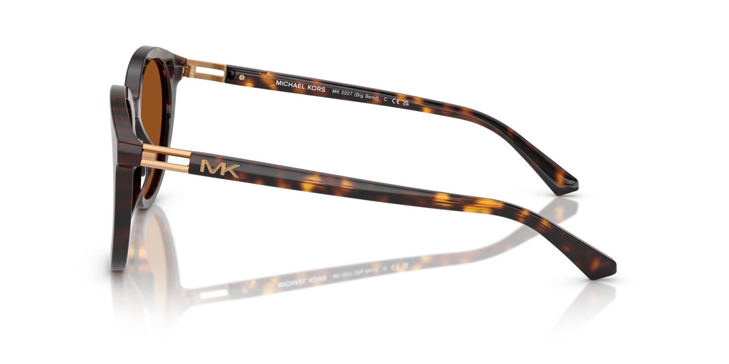 Occhiali da sole Michael Kors Big Bend MK 2227 (300673) colore tartarugato scuro forma rotondo lenti marrone tinta unita