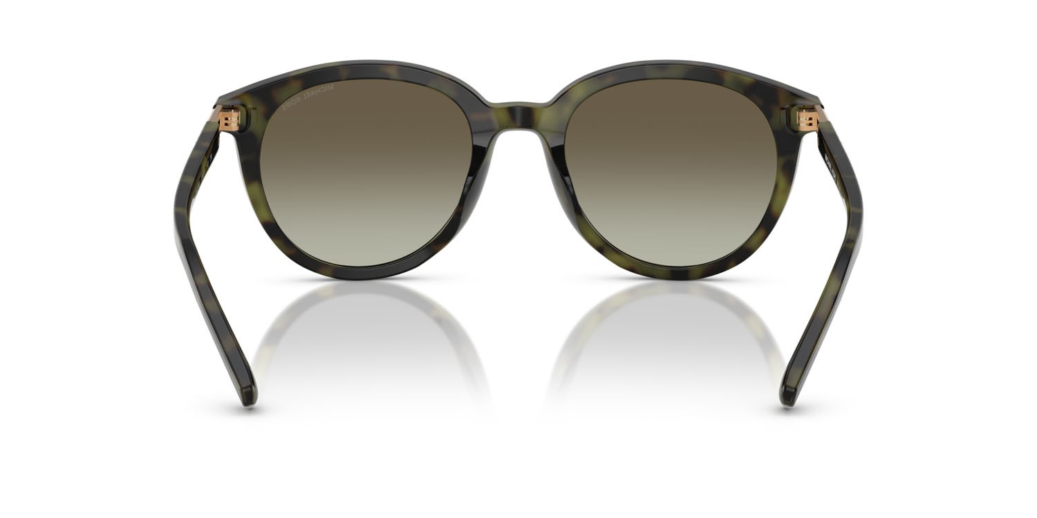Occhiali da sole Michael Kors Big Bend MK 2227 (39433M) colore verde oliva tartarugato forma rotondo lenti verde oliva sfumato