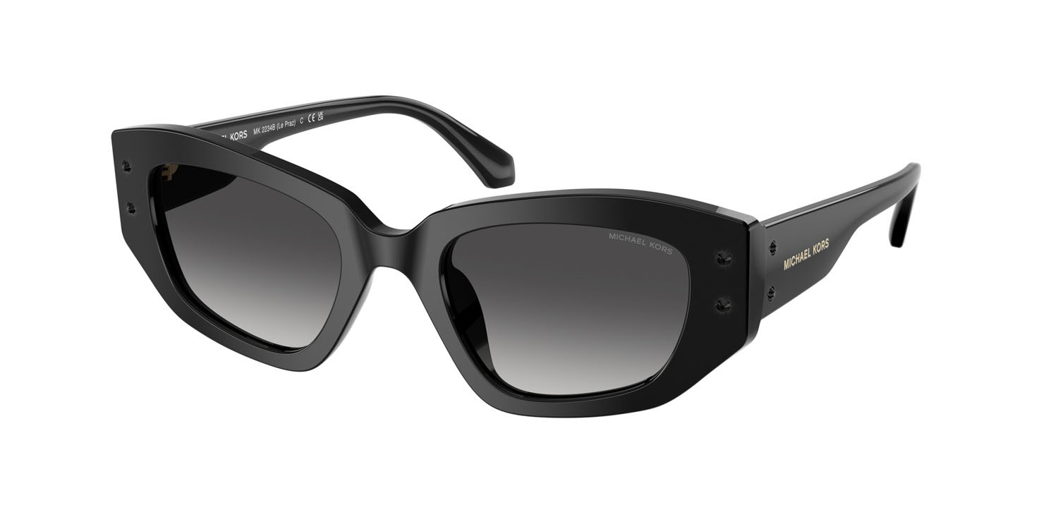 Occhiali da sole Michael Kors Le Praz MK 2234B (30058G) colore nero forma irregolare lenti grigio scuro sfumato