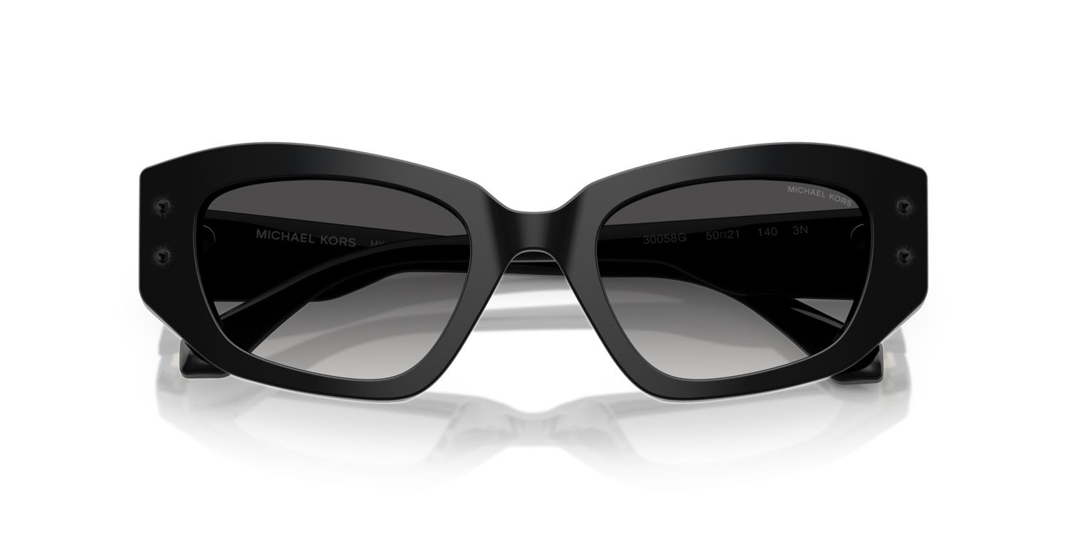 Occhiali da sole Michael Kors Le Praz MK 2234B (30058G) colore nero forma irregolare lenti grigio scuro sfumato