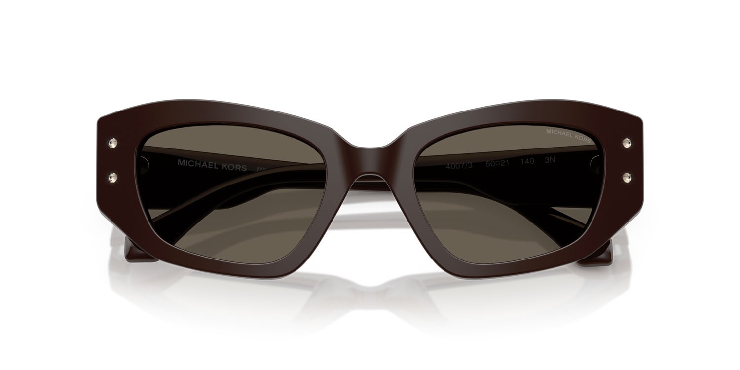 Sonnenbrillen Michael Kors Le Praz MK 2234B (4007/3) farbe cioccolato form unregelmäßig gläser chocolate solid