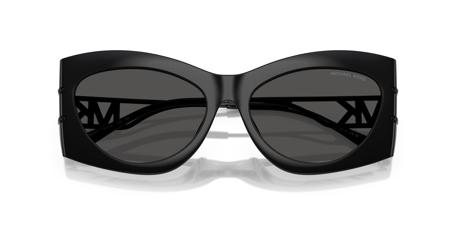 Occhiali da sole Michael Kors Navarra MK 2235U (300587) colore nero forma irregolare lenti grigio scuro tinta unita