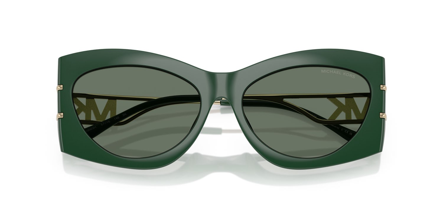 Occhiali da sole Michael Kors Navarra MK 2235U (40063H) colore bosco forma irregolare lenti verde tinta unita