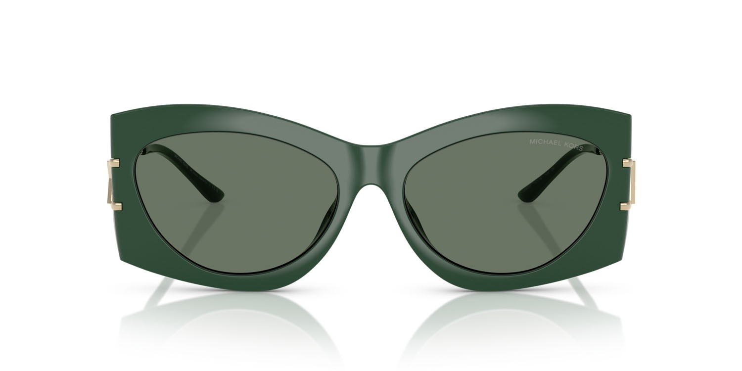 Occhiali da sole Michael Kors Navarra MK 2235U (40063H) colore bosco forma irregolare lenti verde tinta unita