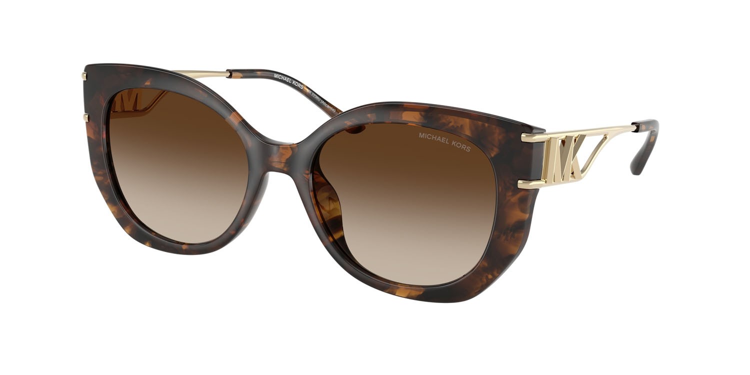 Occhiali da sole Michael Kors Alicante MK 2236U (300613) colore tartarugato scuro forma cat eye lenti marrone sfumato