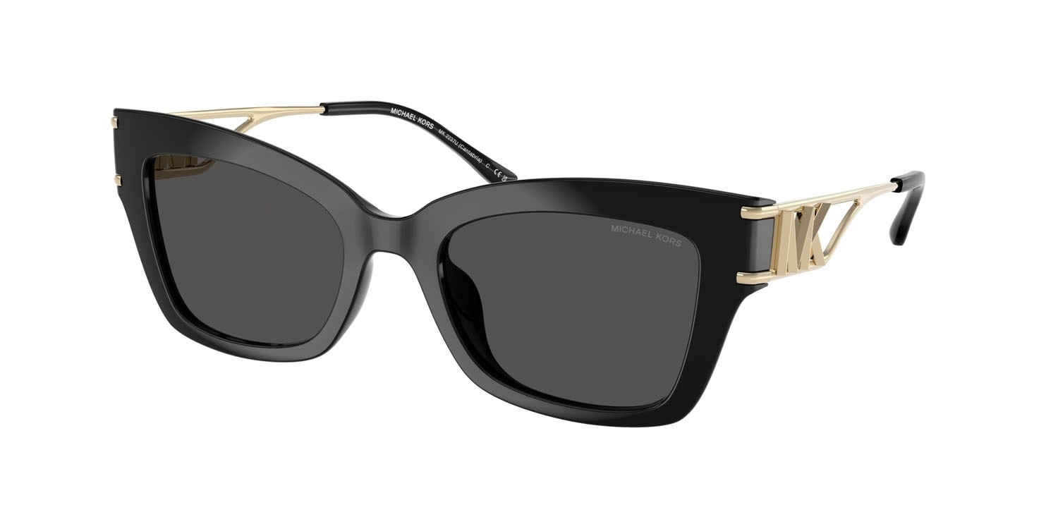 Occhiali da sole Michael Kors Cantabria MK 2237U (300587) colore nero forma quadrato lenti grigio scuro tinta unita