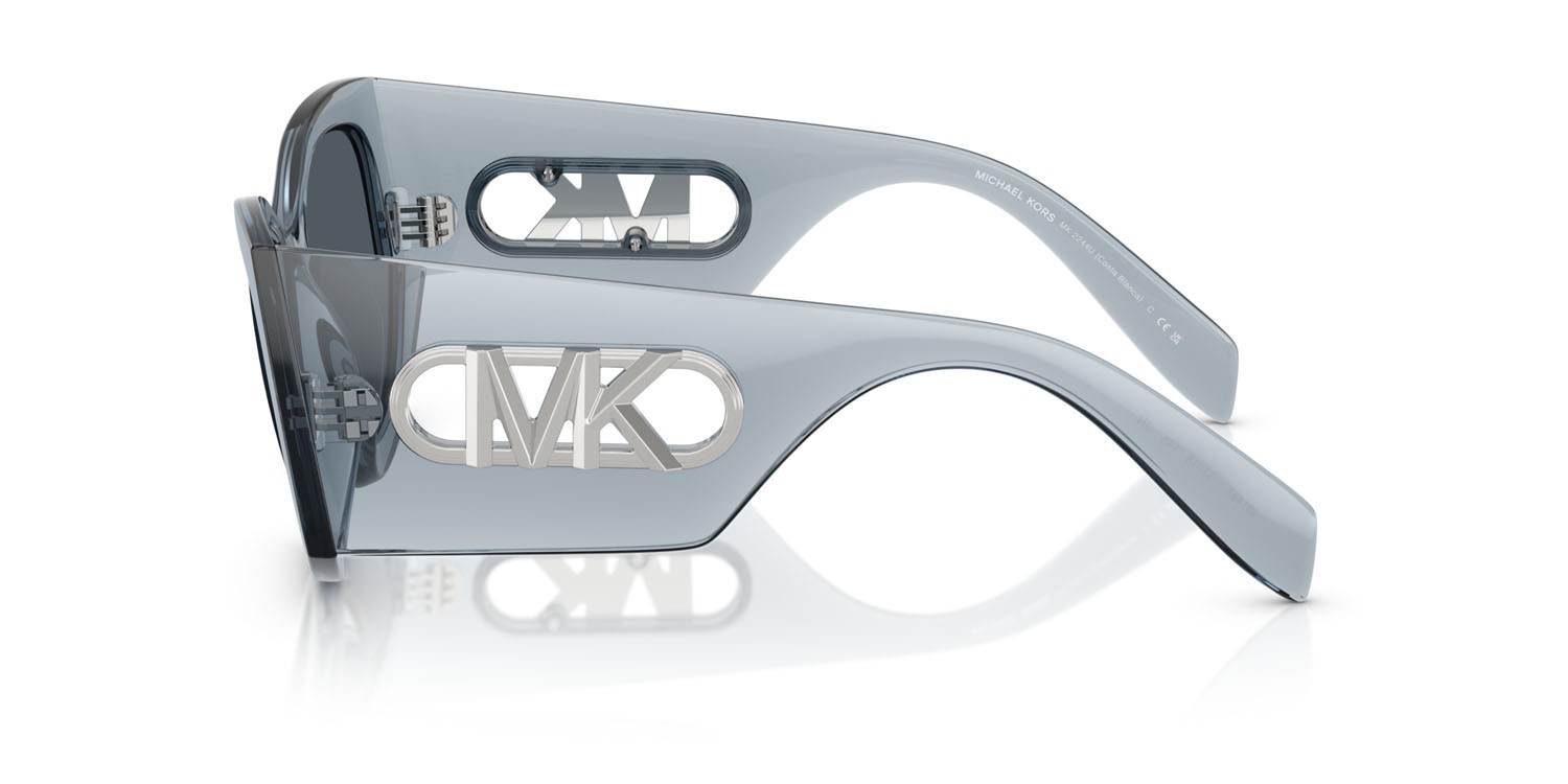 Occhiali da sole Michael Kors Costa Blanca MK 2244U (401487) colore denim trasparente forma quadrato lenti grigio-blu tinta unita