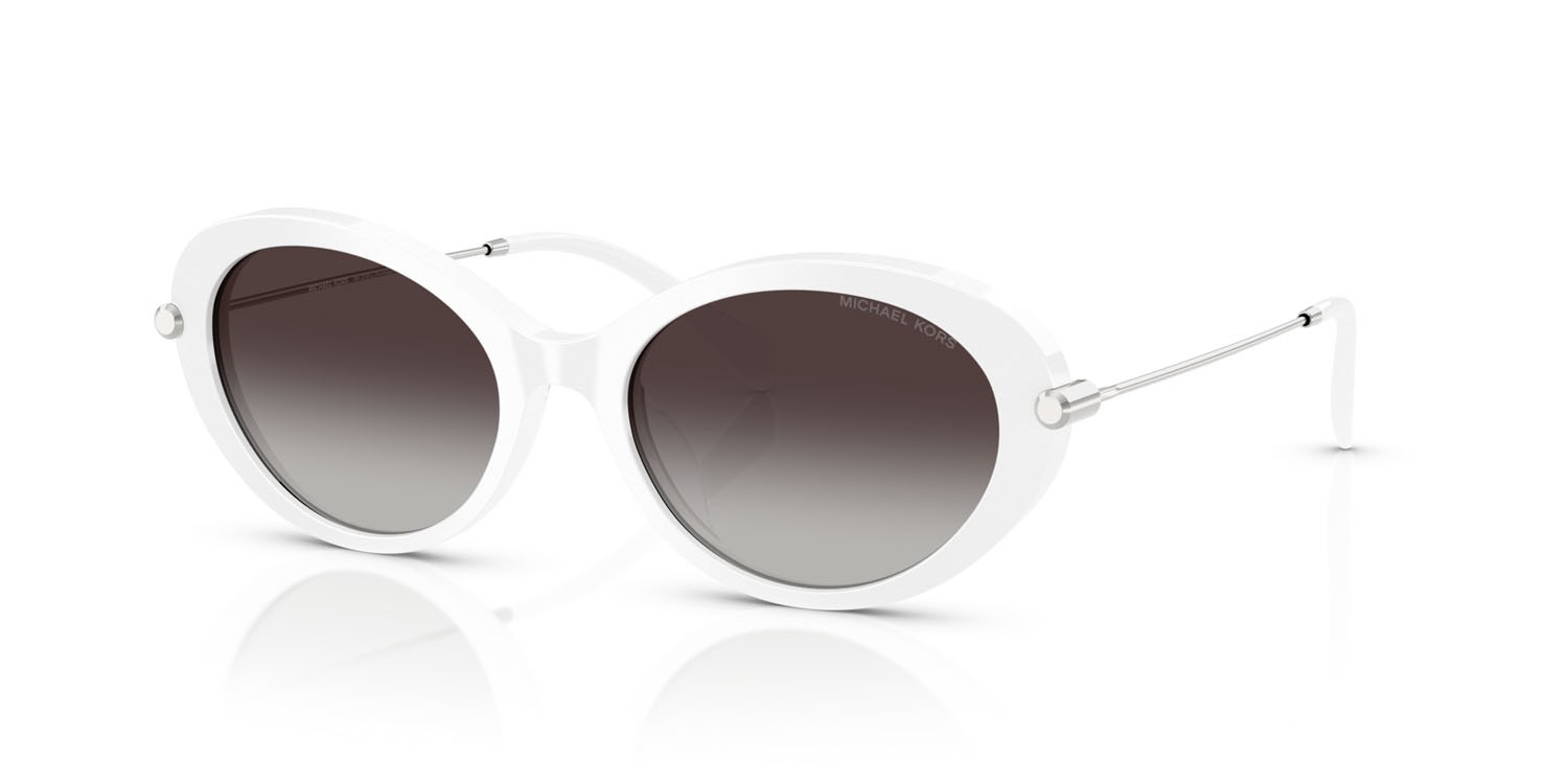 Occhiali da sole Michael Kors Rockaway MK 2245U (31008G) colore bianco ottico forma ovale lenti grigio scuro sfumato