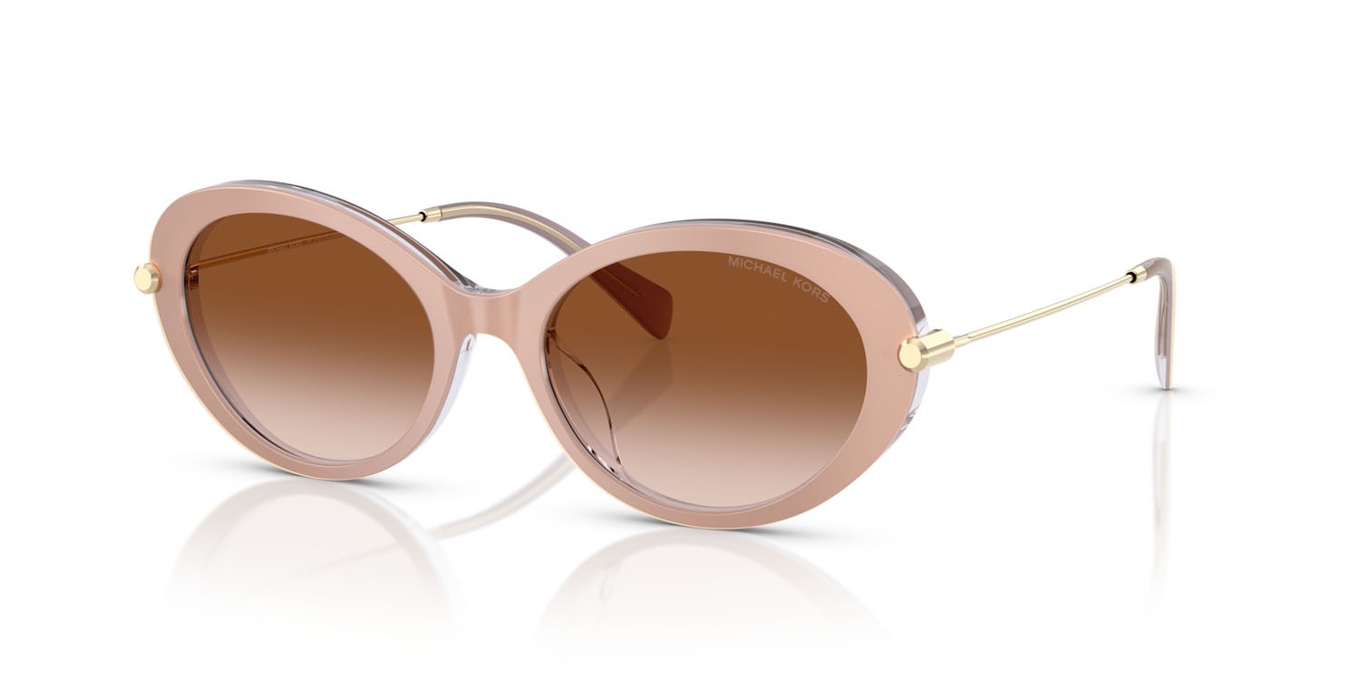 Occhiali da sole Michael Kors Rockaway MK 2245U (401513) colore sabbia chiaro laminato forma ovale lenti marrone chiaro sfumato