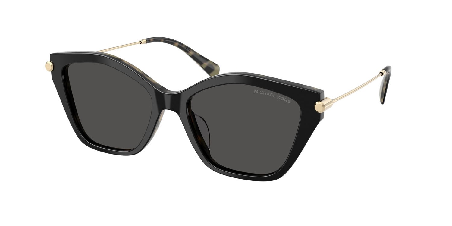 Occhiali da sole Michael Kors Catskills MK 2246U (395087) colore nero/ambra tartarugato forma irregolare lenti grigio scuro tinta unita