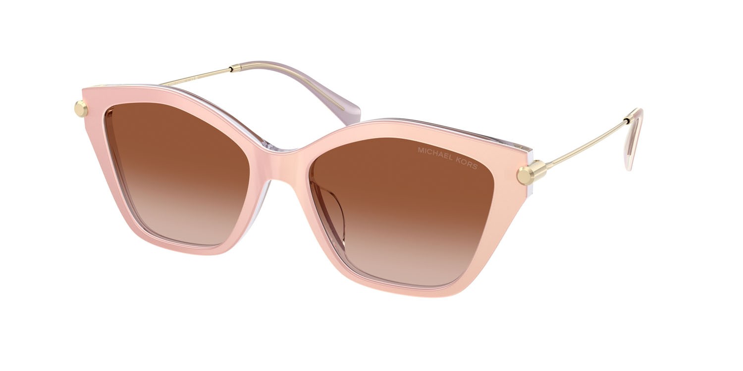 Occhiali da sole Michael Kors Catskills MK 2246U (401513) colore sabbia chiaro laminato forma irregolare lenti marrone chiaro sfumato