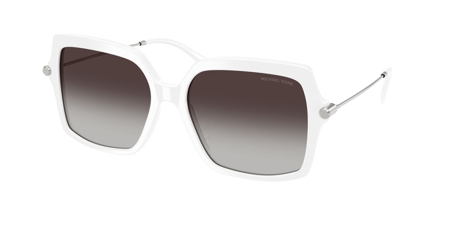 Occhiali da sole Michael Kors Quogue MK 2247U (31008G) colore bianco ottico forma quadrato lenti grigio scuro sfumato