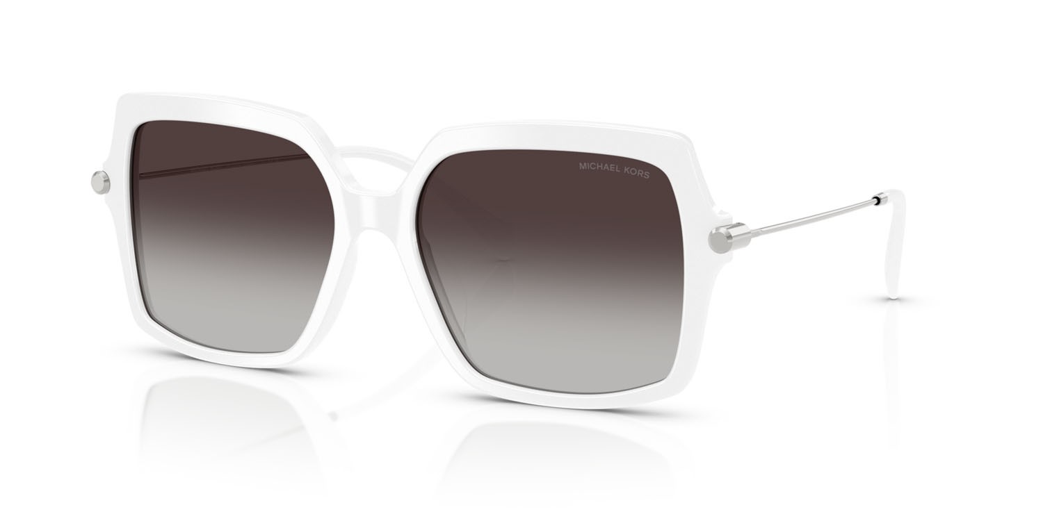 Occhiali da sole Michael Kors Quogue MK 2247U (31008G) colore bianco ottico forma quadrato lenti grigio scuro sfumato