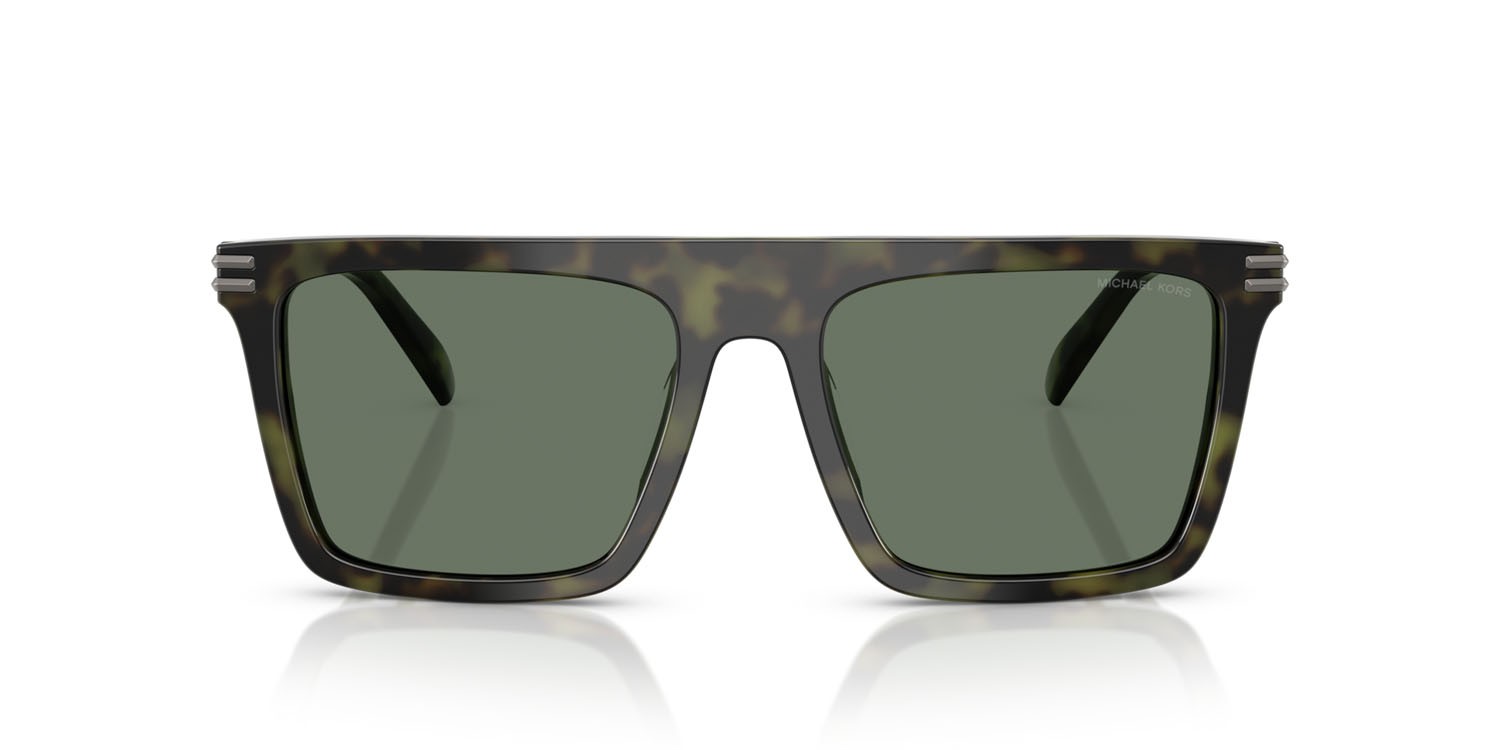 Occhiali da sole Michael Kors Edgewater MK 2249U (37053H) colore verde oliva tartarugato forma quadrato lenti verde tinta unita
