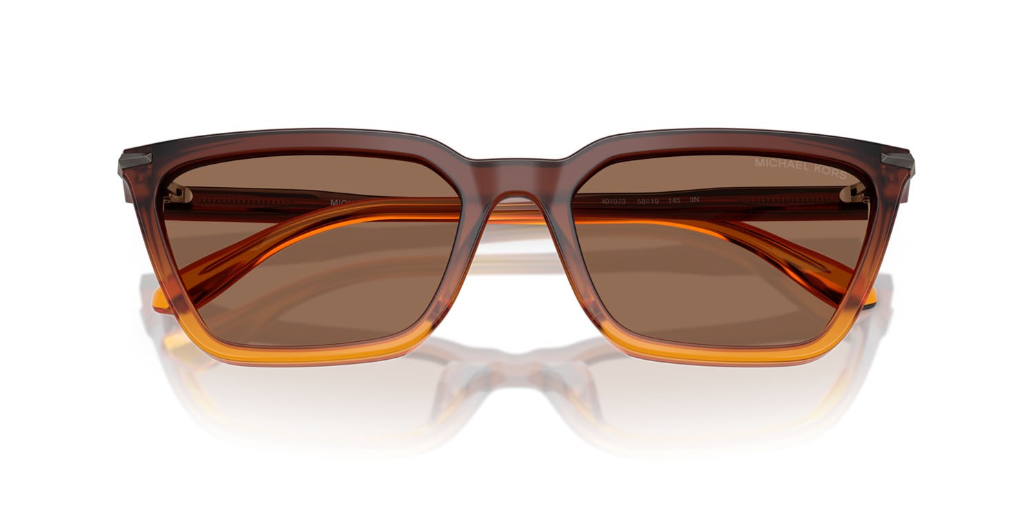 Occhiali da sole Michael Kors Everglades MK 2250U (401073) colore ambra sfumato forma cat eye lenti marrone tinta unita