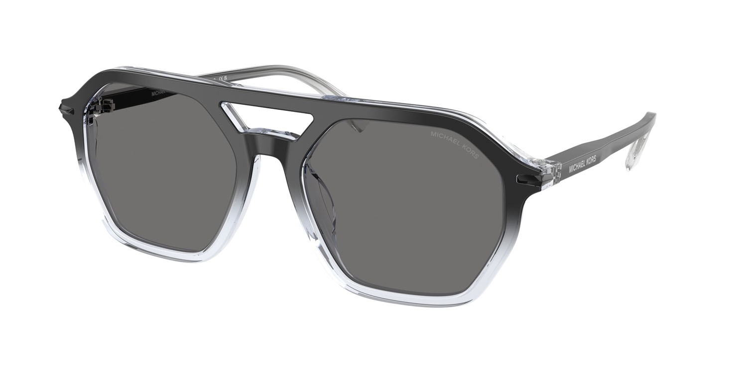 Occhiali da sole Michael Kors Jackson Hole MK 2251U (401381) colore nero trasparente sfumato forma aviator lenti polarizzata grigio scuro tinta unita