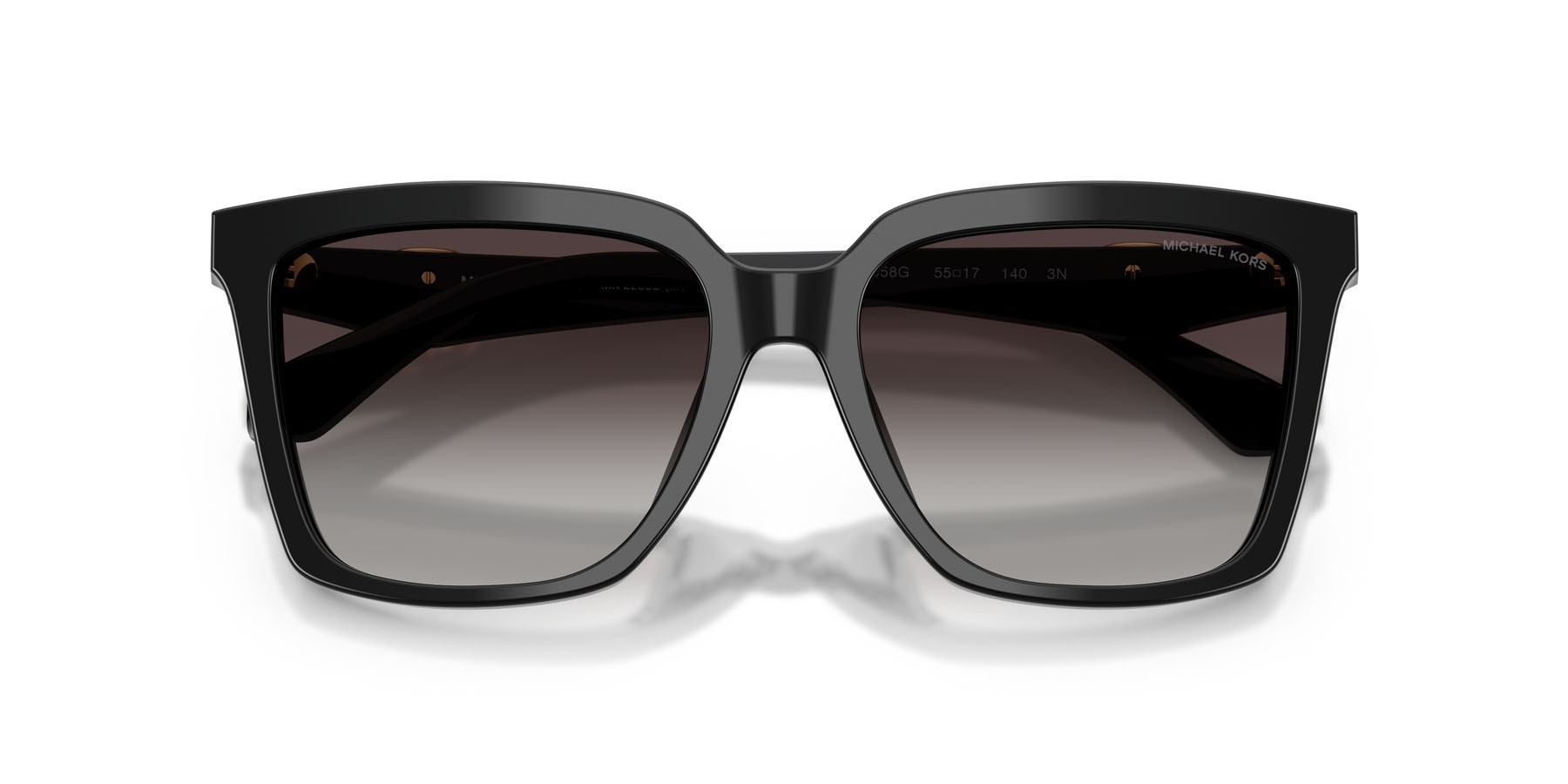 Occhiali da sole Michael Kors Menaggio MK 2256U (30058G) colore nero forma quadrato lenti grigio chiaro sfumato