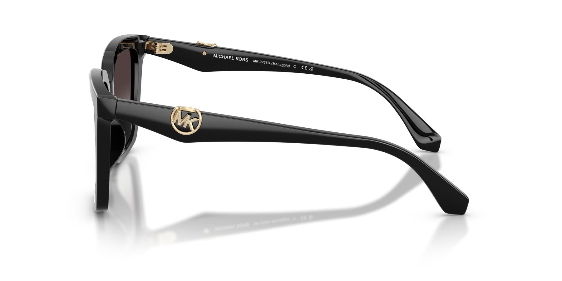 Occhiali da sole Michael Kors Menaggio MK 2256U (30058G) colore nero forma quadrato lenti grigio chiaro sfumato