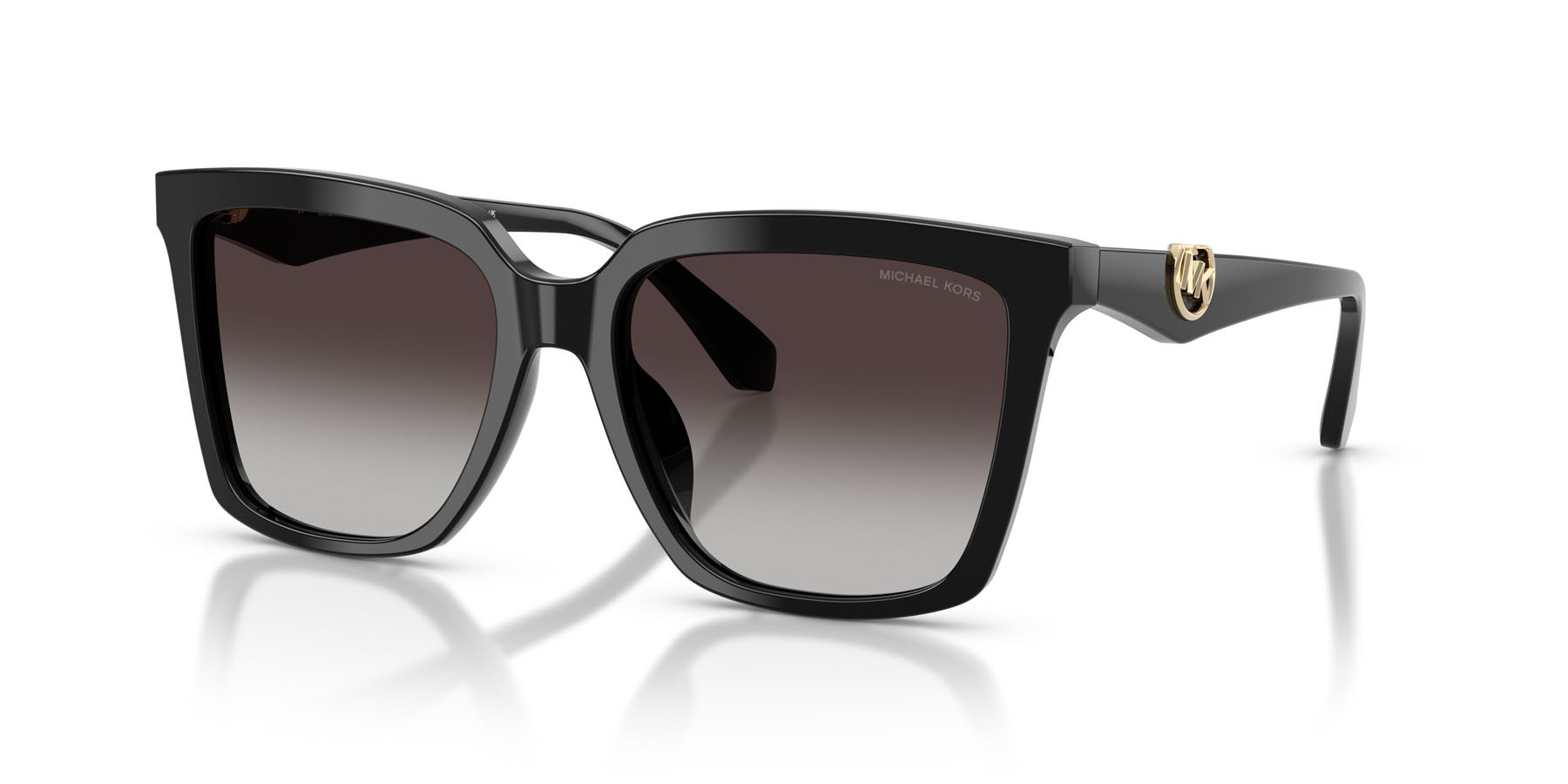 Occhiali da sole Michael Kors Menaggio MK 2256U (30058G) colore nero forma quadrato lenti grigio chiaro sfumato