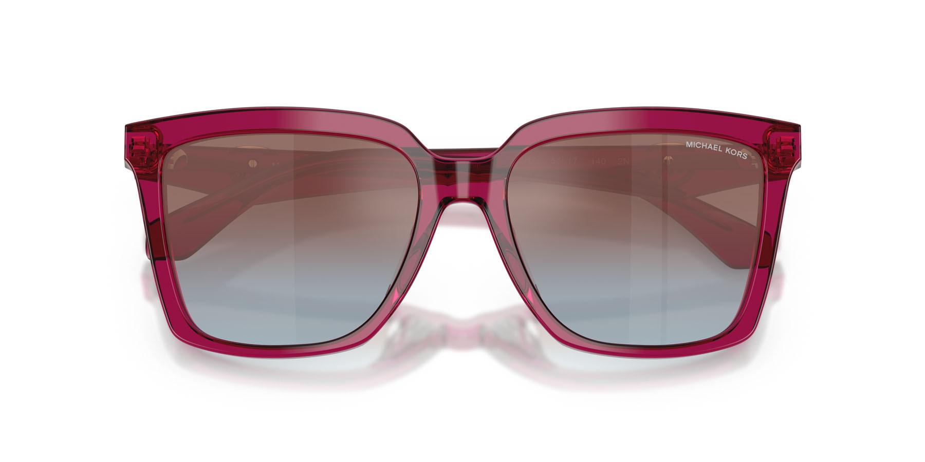 Occhiali da sole Michael Kors Menaggio MK 2256U (4032H7) colore prugna trasparente forma quadrato lenti viola sfumato blu