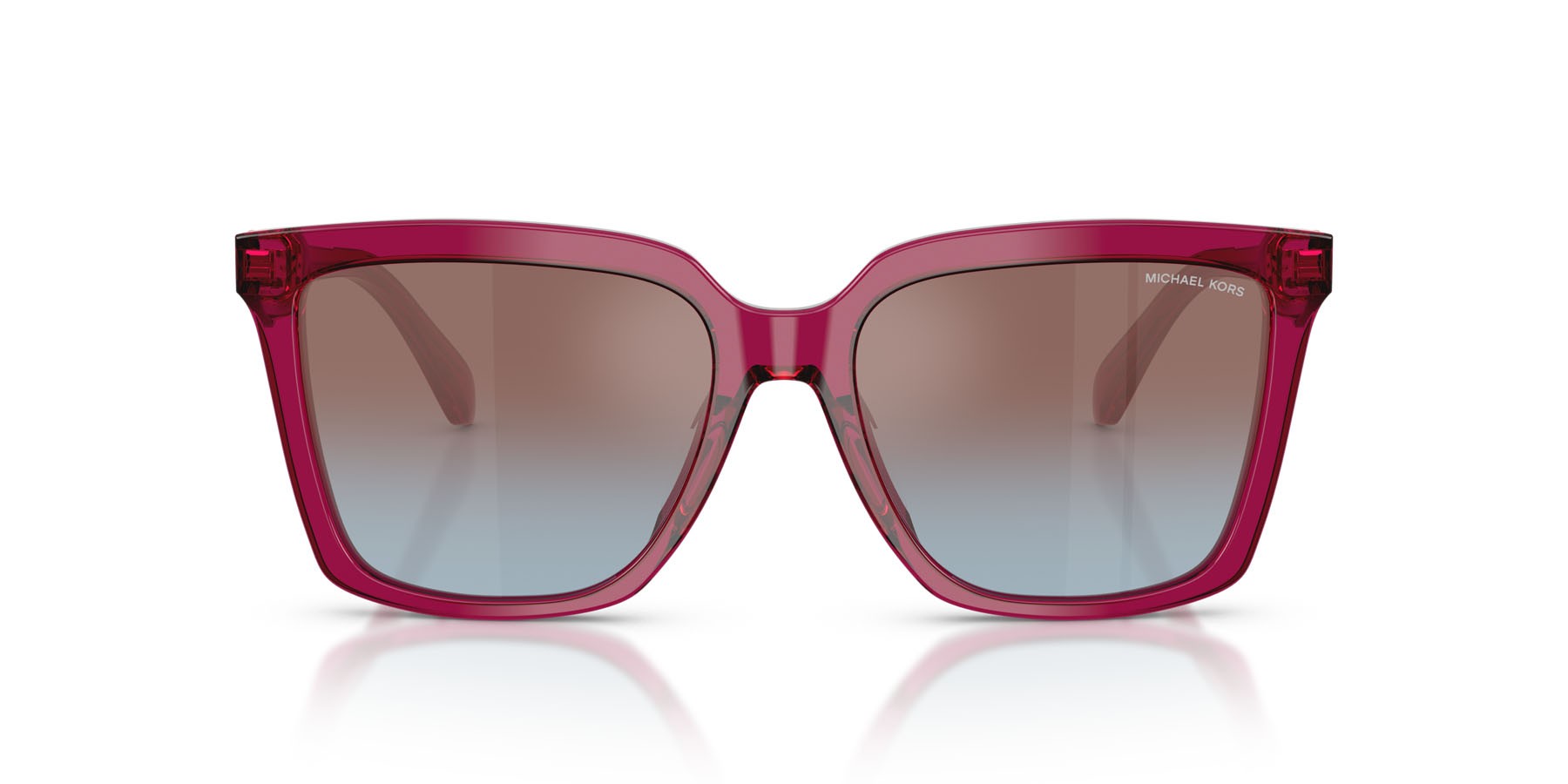 Occhiali da sole Michael Kors Menaggio MK 2256U (4032H7) colore prugna trasparente forma quadrato lenti viola sfumato blu