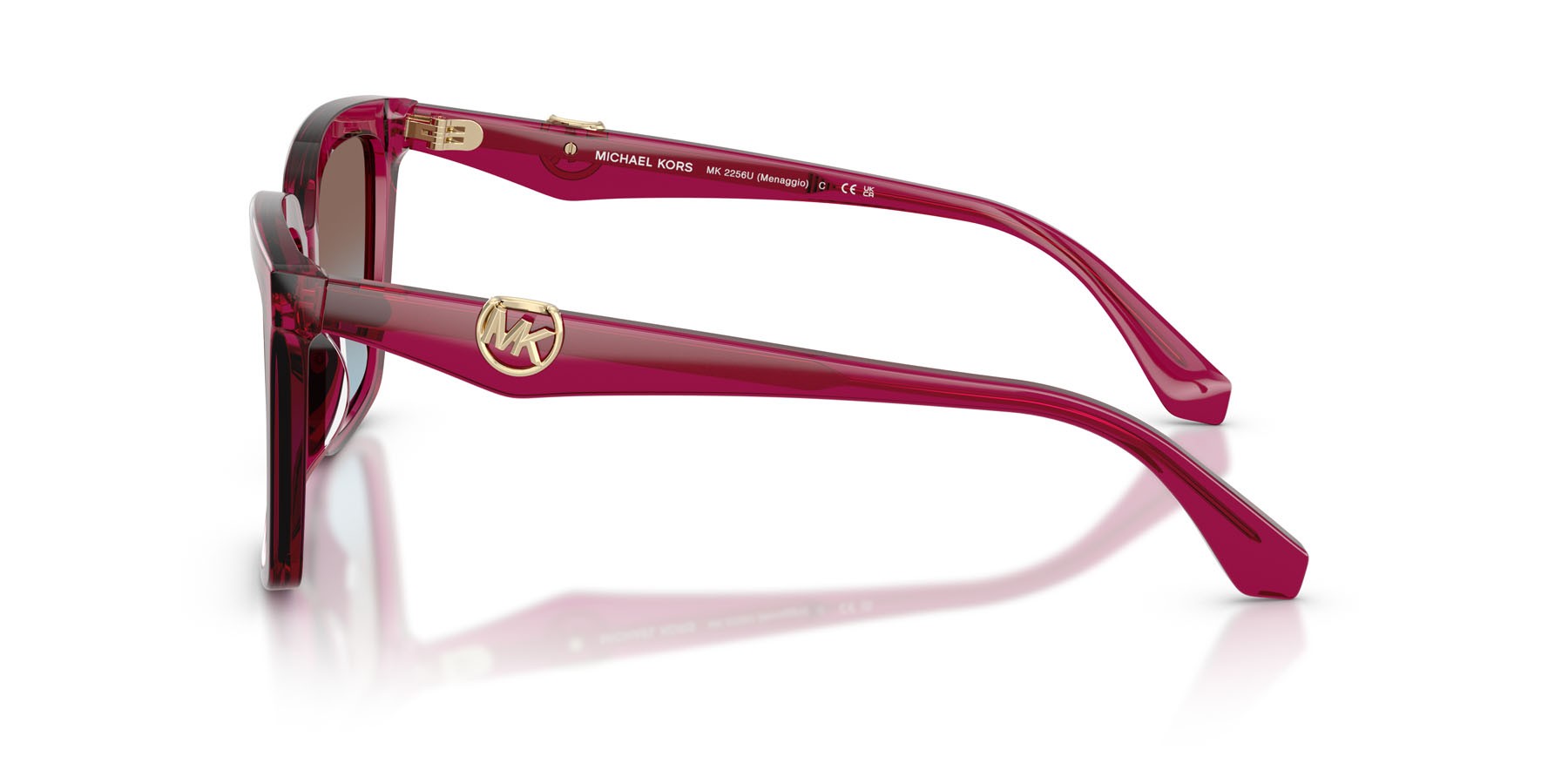 Occhiali da sole Michael Kors Menaggio MK 2256U (4032H7) colore prugna trasparente forma quadrato lenti viola sfumato blu