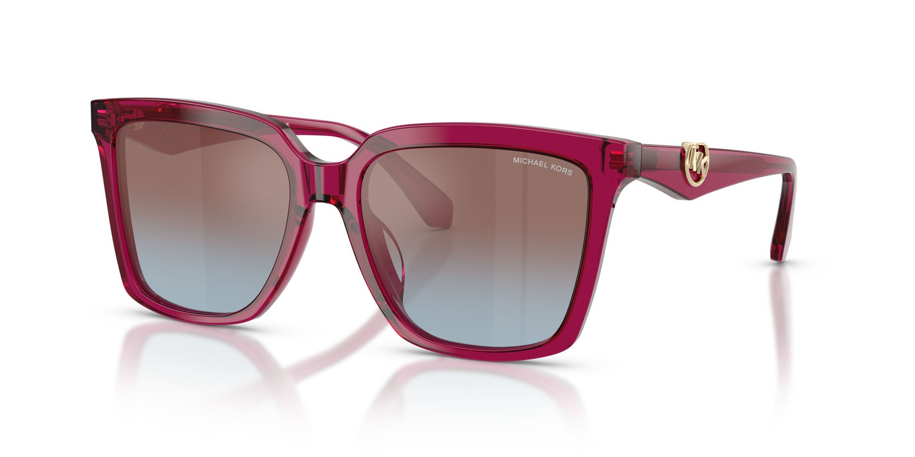Occhiali da sole Michael Kors Menaggio MK 2256U (4032H7) colore prugna trasparente forma quadrato lenti viola sfumato blu