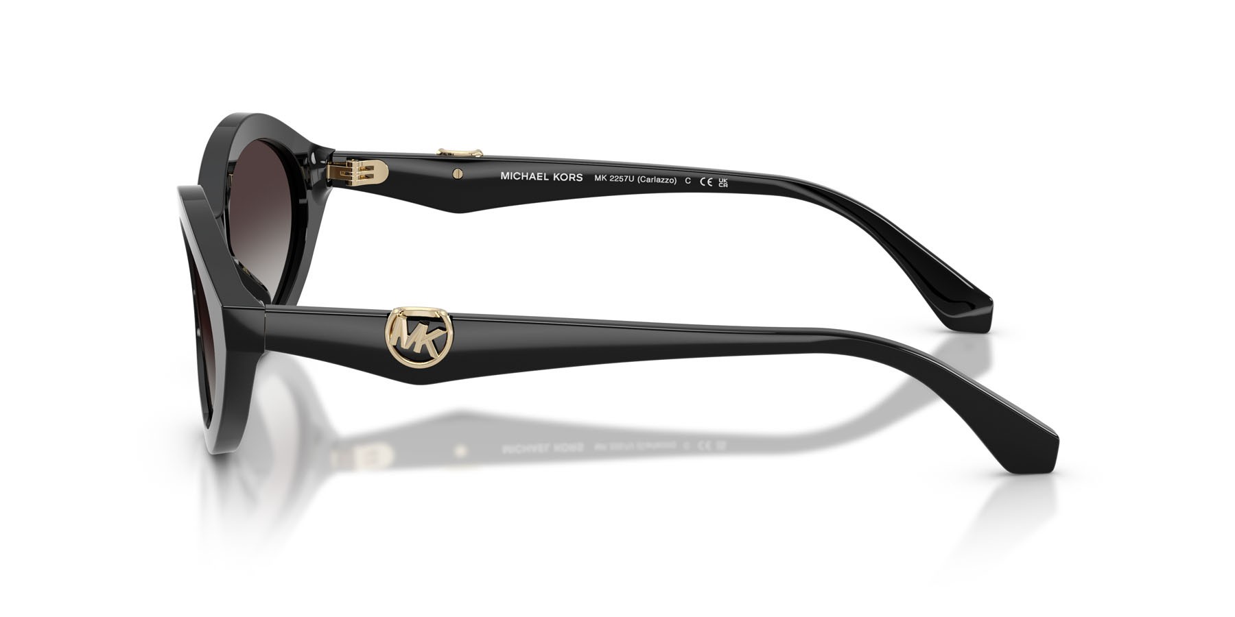 Occhiali da sole Michael Kors Carlazzo MK 2257U (30058G) colore nero forma ovale lenti grigio chiaro sfumato