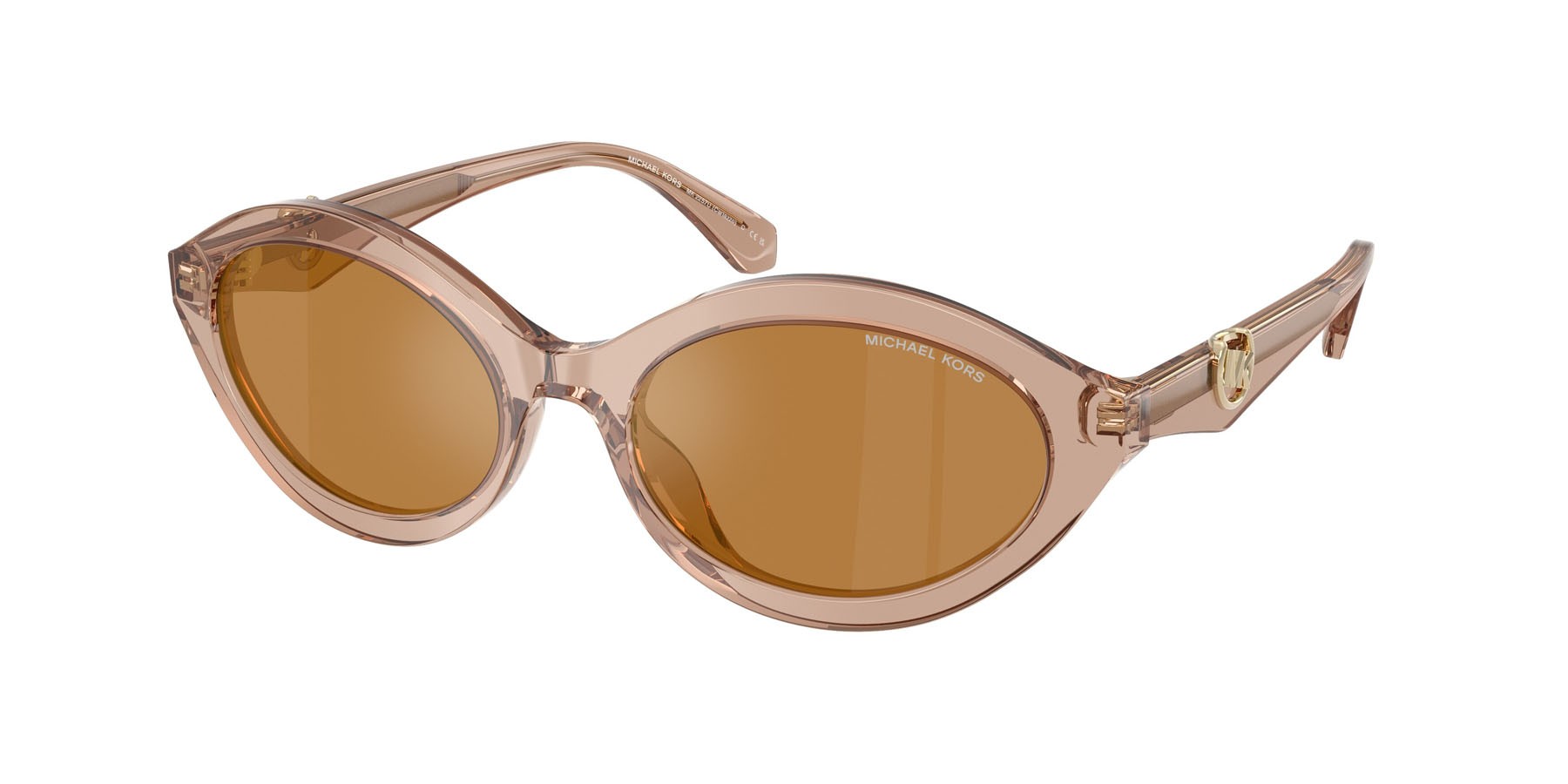 Occhiali da sole Michael Kors Carlazzo MK 2257U (34016H) colore tan trasparente forma ovale lenti specchiata oro