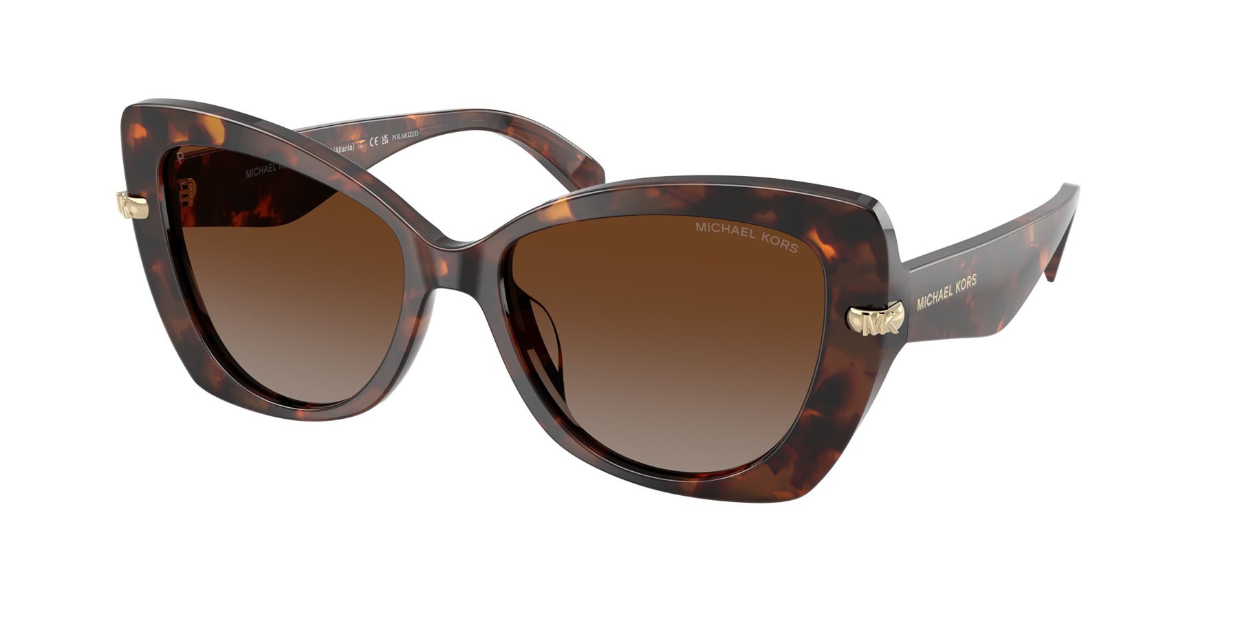 Occhiali da sole Michael Kors Atlanta MK 2258U (4031T5) colore luggage tortoise forma farfalla lenti polarizzata marrone sfumato