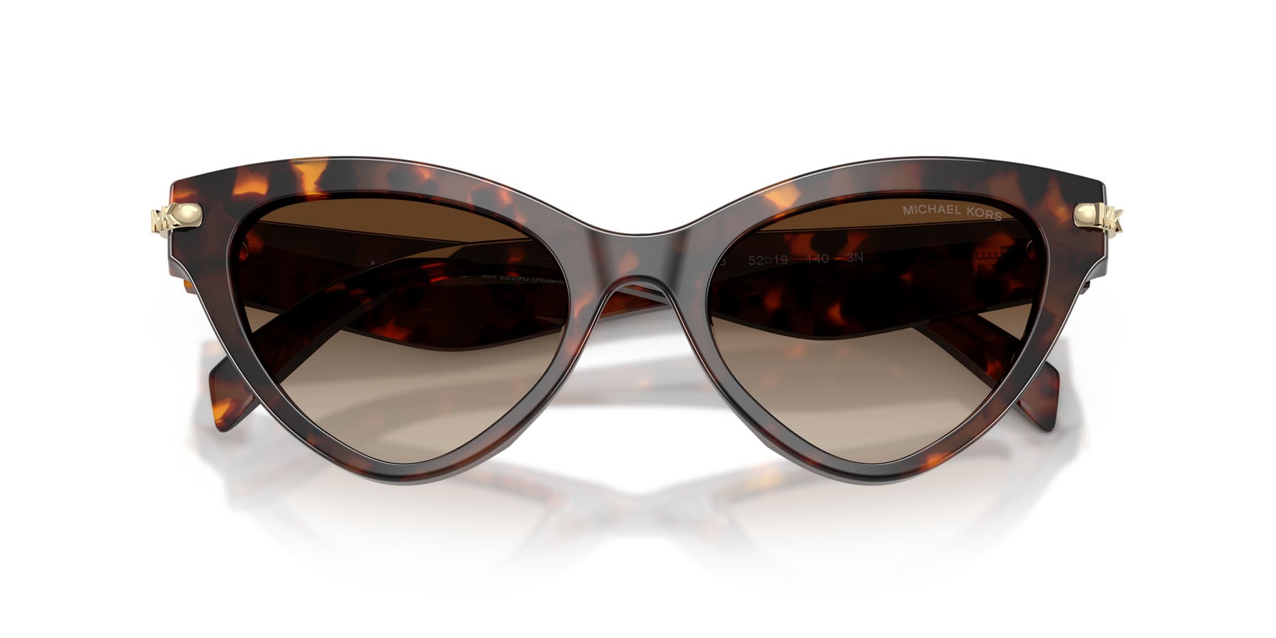 Occhiali da sole Michael Kors Roanoke MK 2259U (403113) colore luggage tortoise forma cat eye lenti grigio fumo sfumato