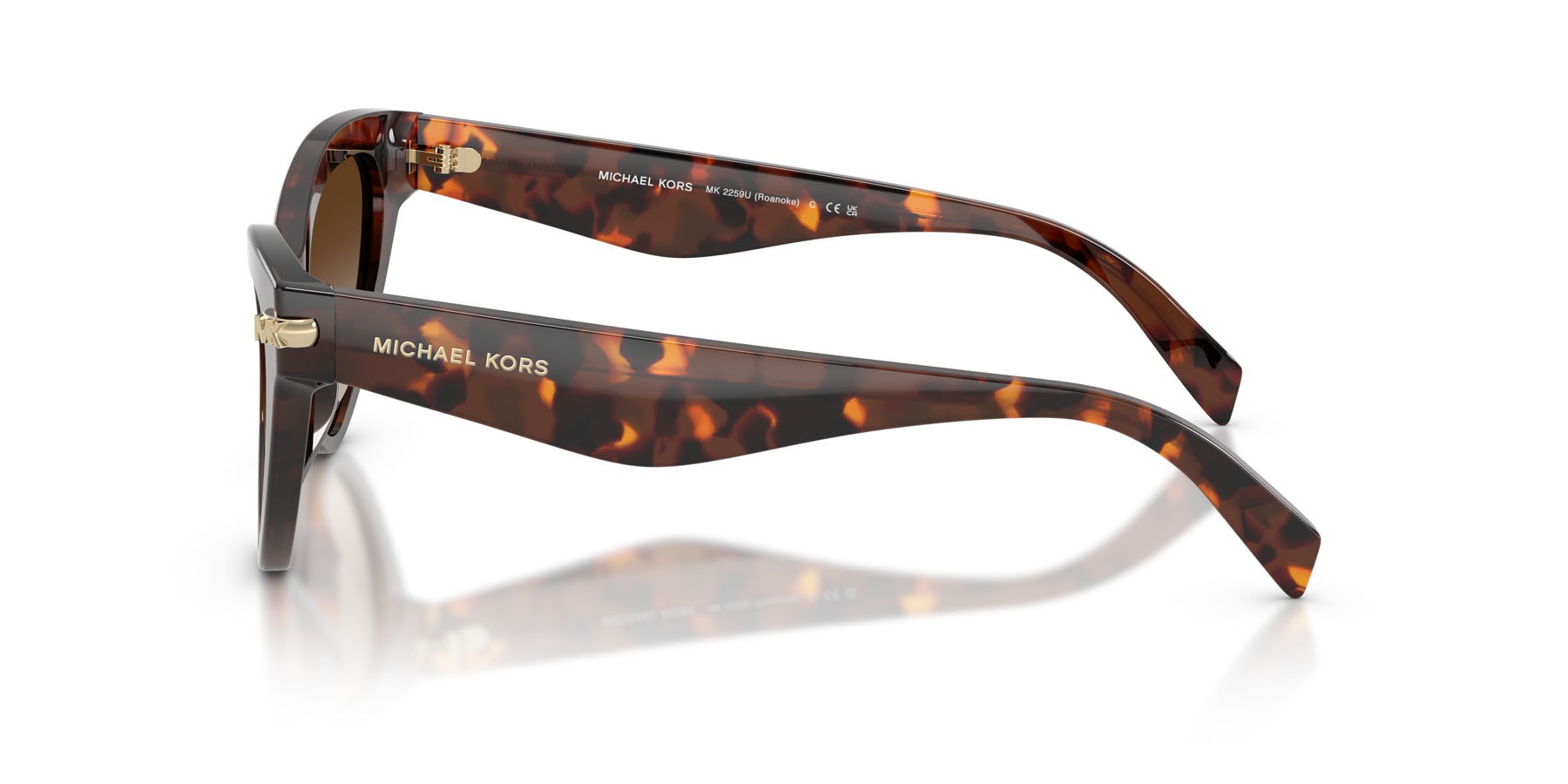 Occhiali da sole Michael Kors Roanoke MK 2259U (403113) colore luggage tortoise forma cat eye lenti grigio fumo sfumato