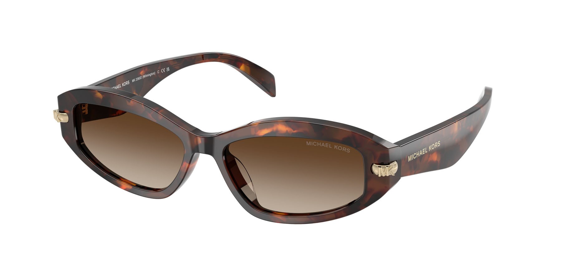 Occhiali da sole Michael Kors Wilmington MK 2260D (403113) colore luggage tortoise forma ovale lenti grigio fumo sfumato