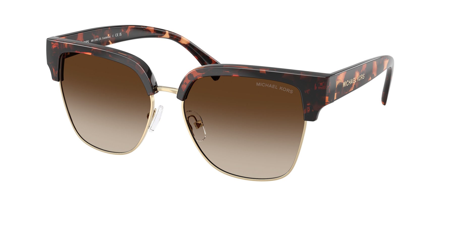 Occhiali da sole Michael Kors St. Eustatius MK 2262 (300613) colore tartarugato scuro forma quadrato lenti grigio fumo sfumato
