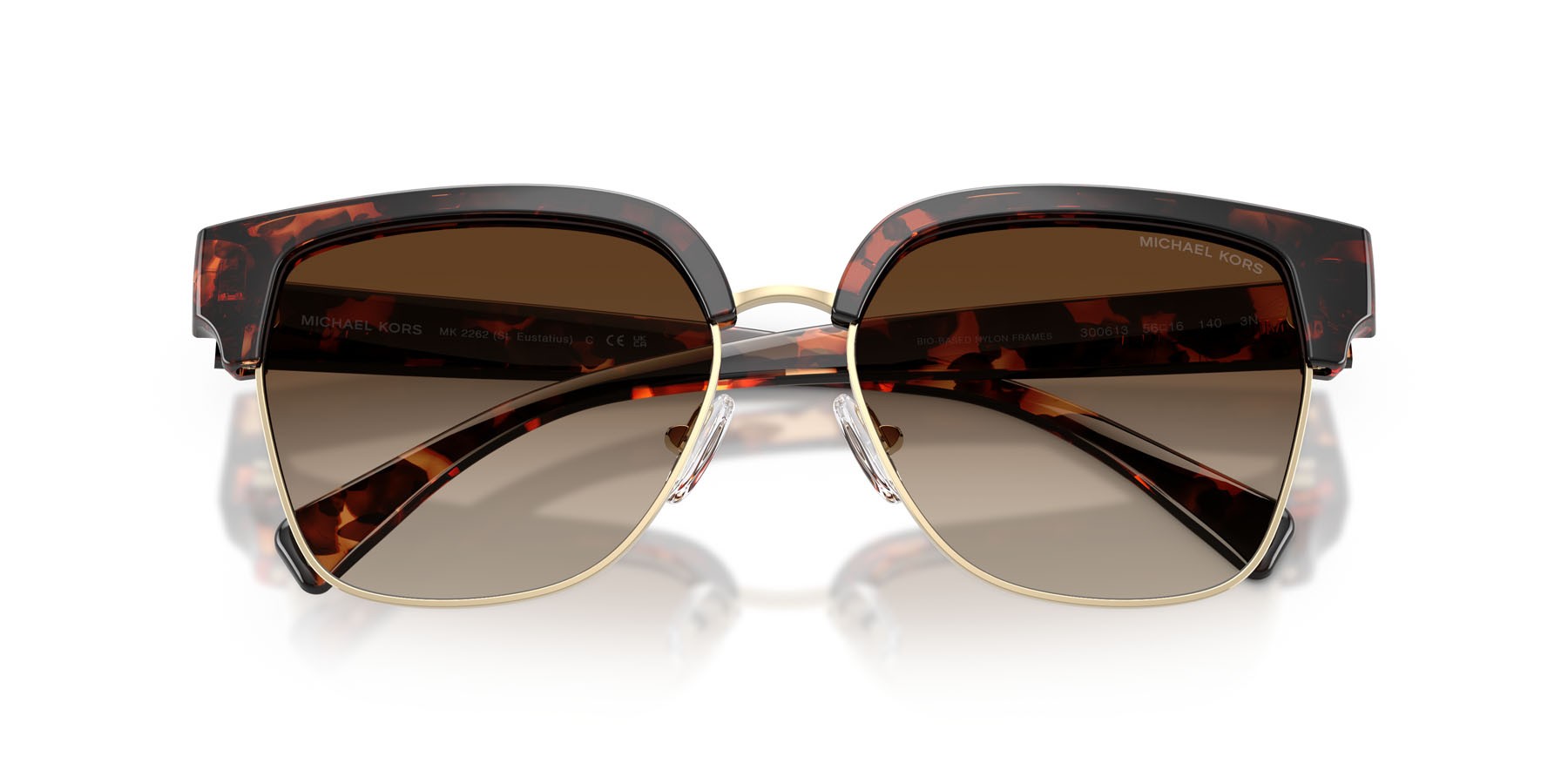 Occhiali da sole Michael Kors St. Eustatius MK 2262 (300613) colore tartarugato scuro forma quadrato lenti grigio fumo sfumato