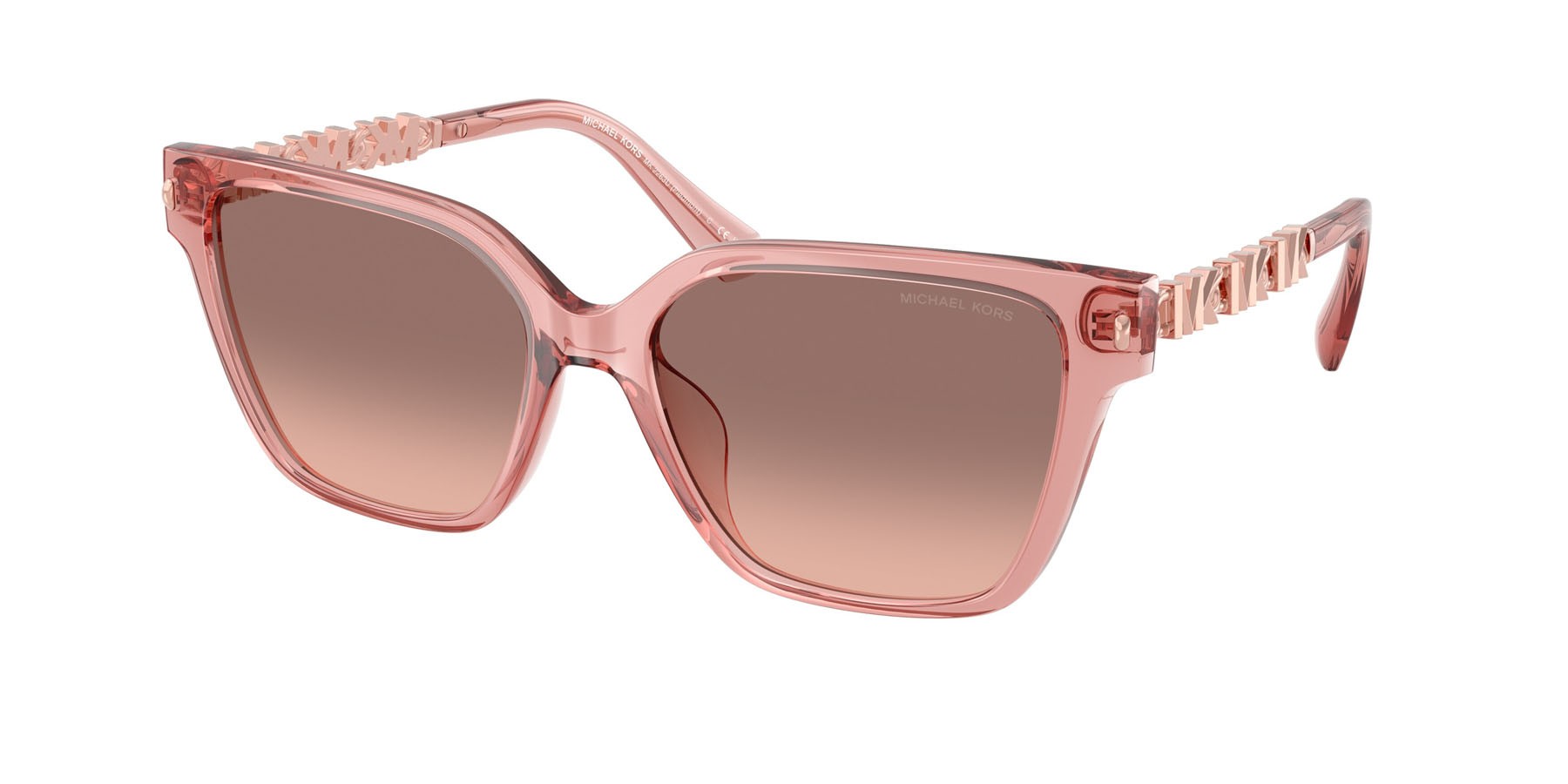 Occhiali da sole Michael Kors Piedmont MK 2263U (310113) colore rosa trasparente forma quadrato lenti rosa sfumato marrone scuro