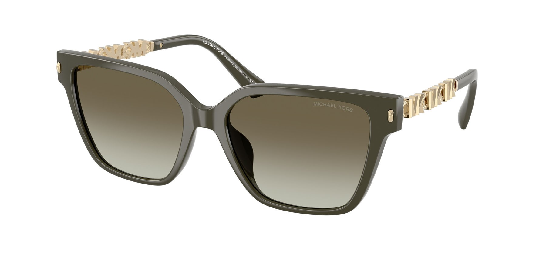 Occhiali da sole Michael Kors Piedmont MK 2263U (39023M) colore verde oliva forma quadrato lenti verde sfumato