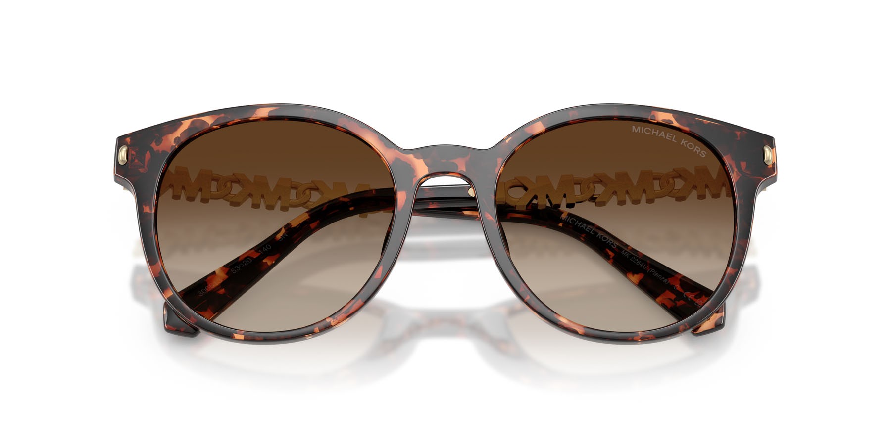 Occhiali da sole Michael Kors Pienza MK 2264U (300613) colore tartarugato scuro forma rotondo lenti grigio fumo sfumato